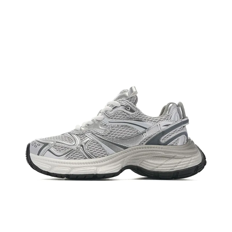 EBLAN Cushioning, Slip Resistant, Lightweight, Height Enhancing Low Top Chunky Sneakers Unisex Silver-0