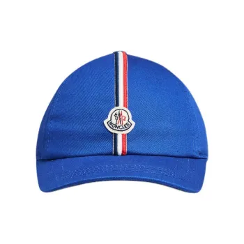 Moncler Gabardine Cotton Baseball Caps Kids' Blue
