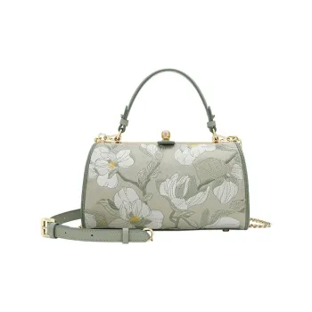 Ancient Yi Xi Cow Leather Shoulder Bag, Crossbody Bag, Handbag Medium Size Women's Willow Sprout Green
