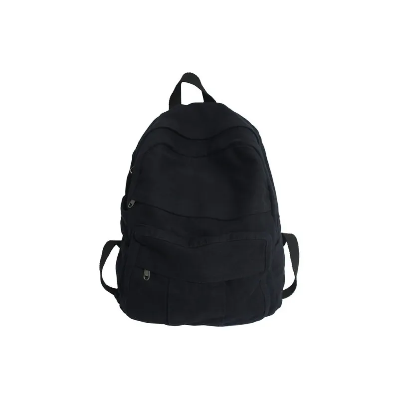 Huangmu Canvas Student Backpack Regular Unisex Purple/Green/Black/Khaki-2