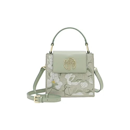 Ancient Yi Xi Cow Leather Niche Elegance Cheongsam, Handbag, Shoulder Bag, Crossbody Bag Women's Willow Bud Green
