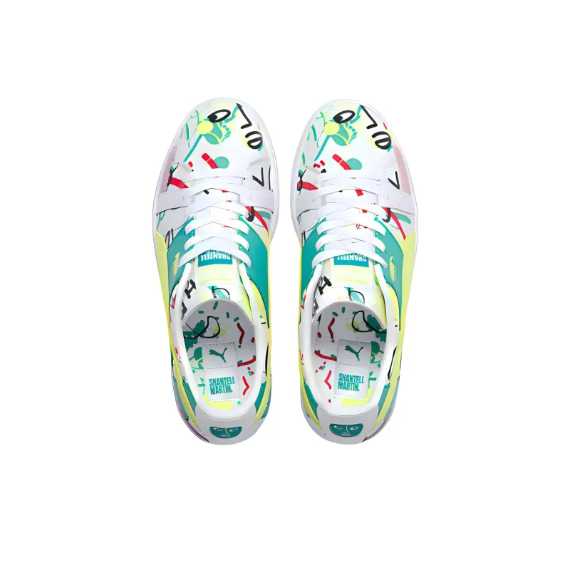 PUMA Basket Skateboard Shoes Women's Low-Top White/Green/Yellow-3