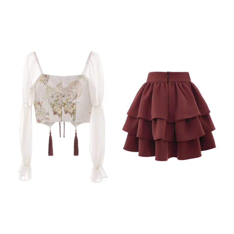 Blovelan Skirt Set Women's Caramel Brown-1
