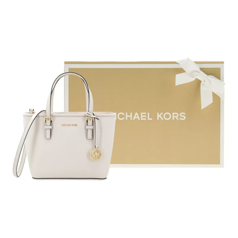 MICHAEL KORS Jet Set Leather Tote Bag Portable Crossbody Bag Shoulder Bag Women's Milk White-20