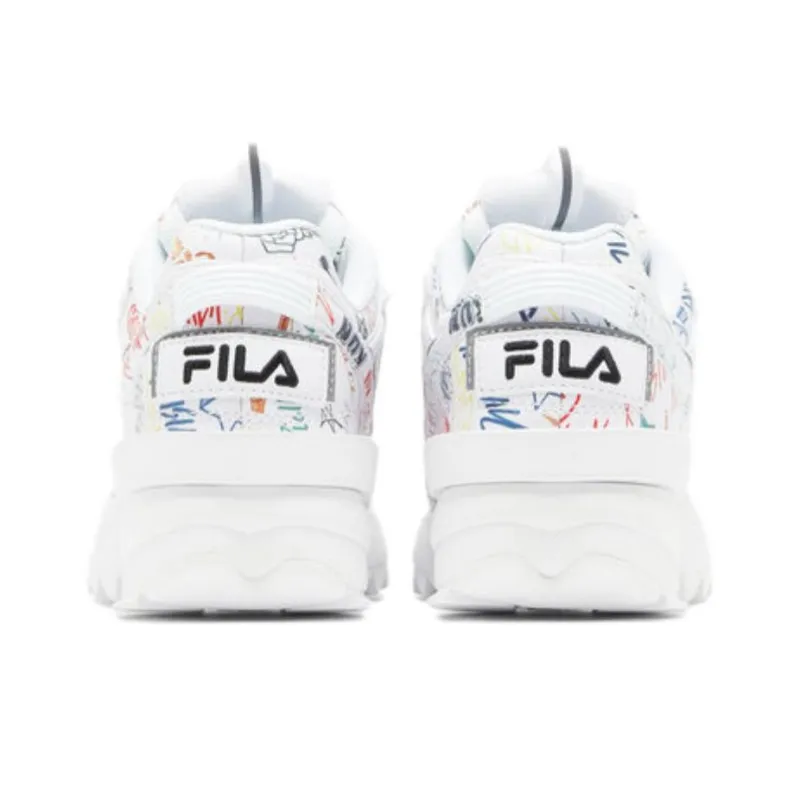 FILA Disruptor 2 Durable Breathable Low Top Casual Shoes Women's White-4