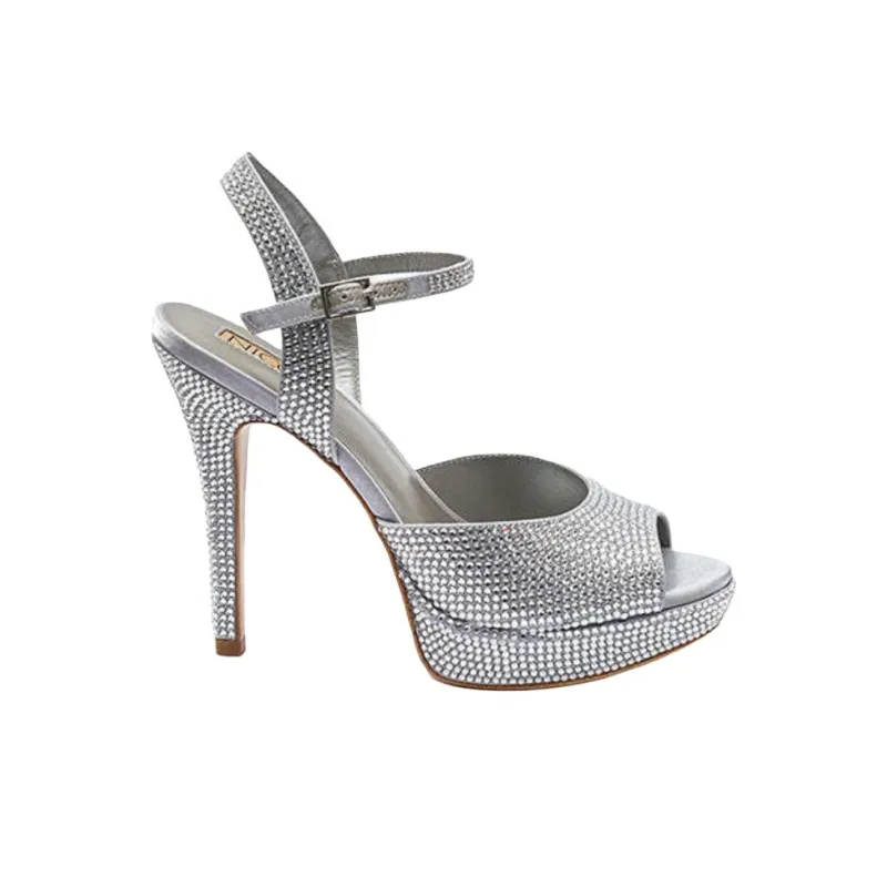 NICOLI Ursula Strap Sandals 12cm Women's Silver-1
