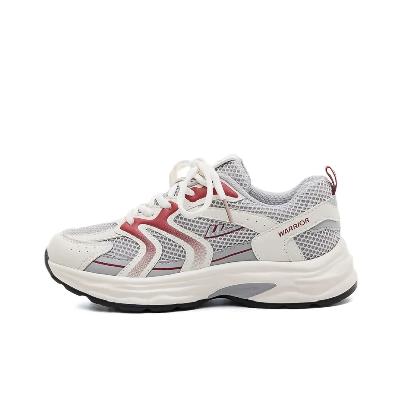 Warrior Warrior Non slip Lightweight Low Top Chunky Sneakers Women's Beige Burgundy-0