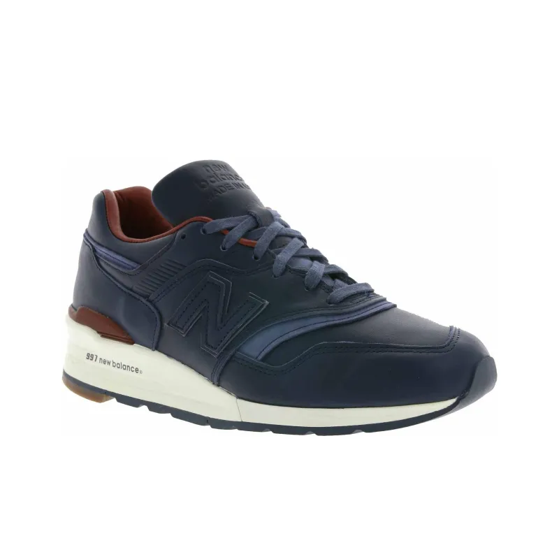 Horween Leather x New Balance NB 997 Cushioning Wear-Resistant Low-Top Running Shoes Unisex Blue-2