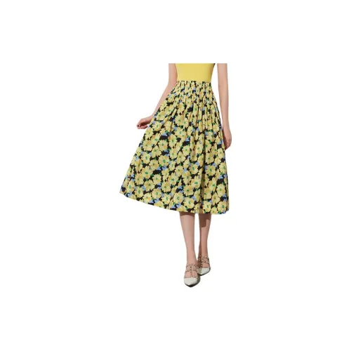 DPLAY Casual Long Skirts Women's Early Summer Yellow Undertone Daisy