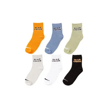 BEAR UNION Mid-Calf Socks Unisex 6 Pack