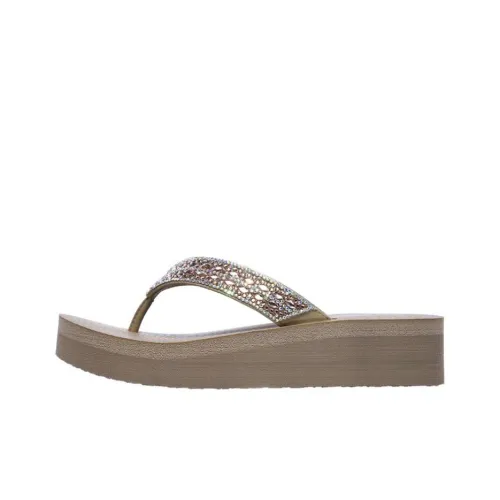 Skechers Rubber Sole Slide Slippers Women's Taupe