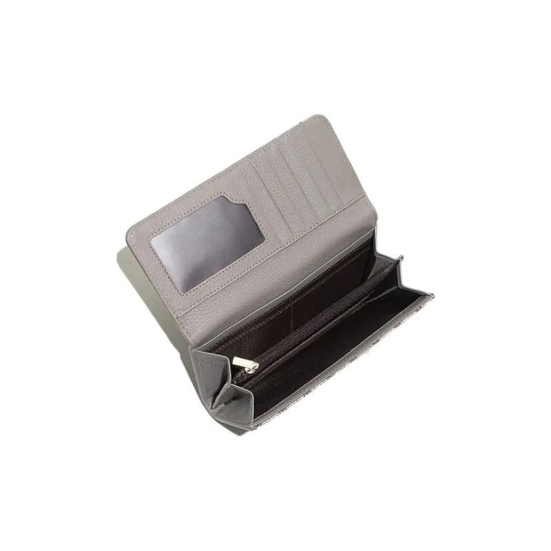 DOSRFINI PVC Multiple Card Slots Long Clutch Wallet Women's Apricot/Black Green/Brown-2
