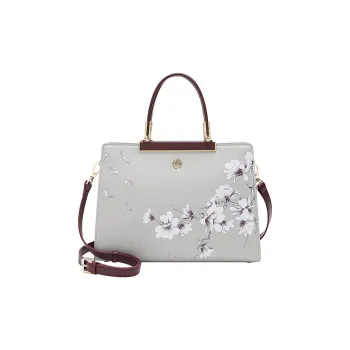 Ancient Yi Xi Cow Leather Premium Commuter Shoulder Bag Handbag Women's Light Gray