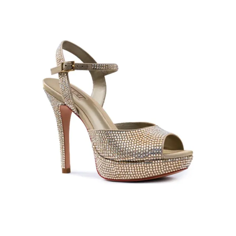 NICOLI Ursula Strap Sandals 12cm Women's Gold-2