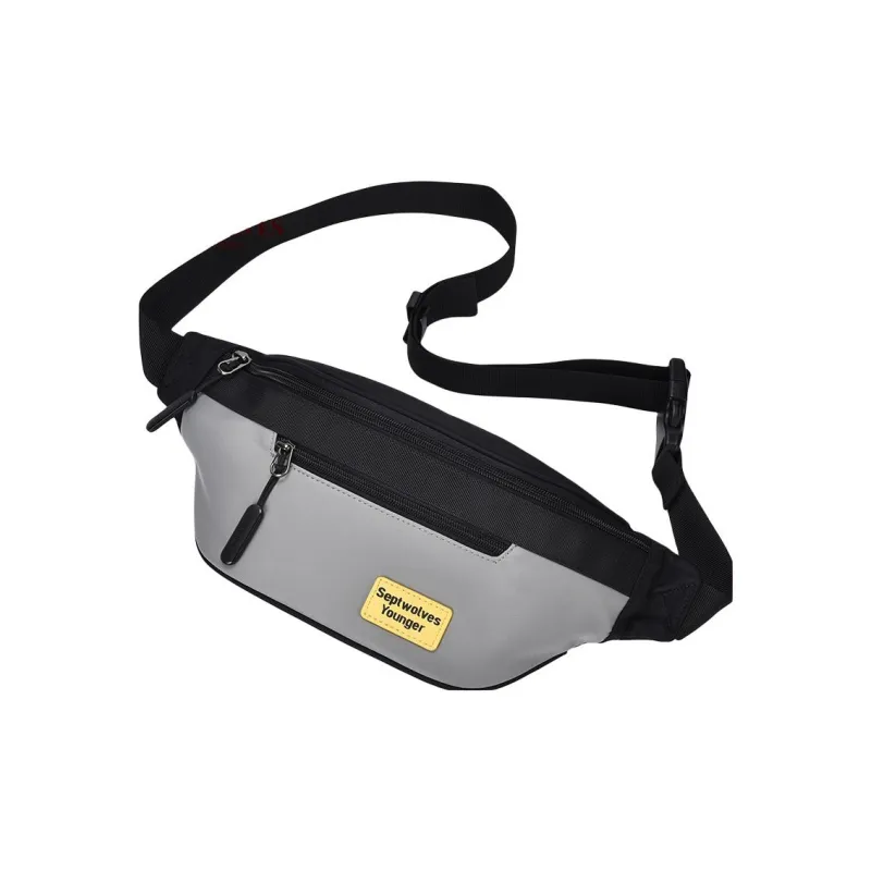 SEPTWOLVES Fabric Fanny Pack, Sling Bag, Shoulder Bag, Crossbody Bag Regular Men's Black With Yellow Logo-3