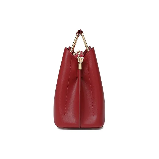 Ancient Yi Xi Cow Leather Shoulder Bag, Crossbody Bag, Handbag Women's Red Peony-3