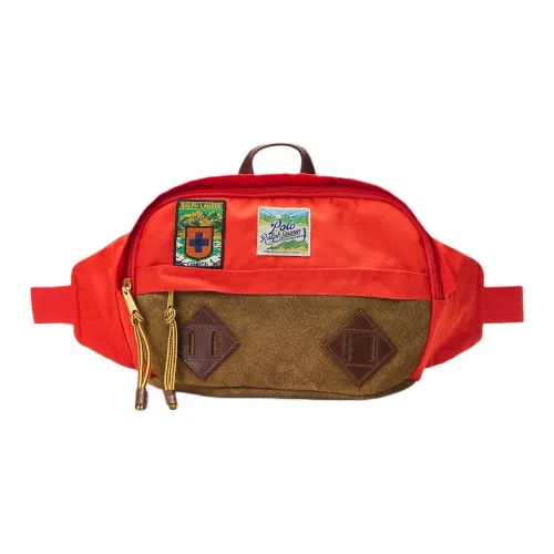 Polo Ralph Lauren Polyester With Cow Leather Fanny Pack Men's Orange & Multicolor