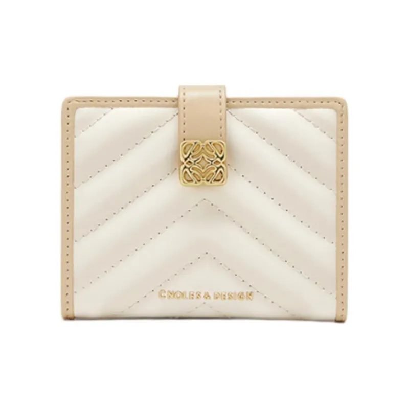 CNOLES Split Cow Leather With Synthetic Leather Wallet, Card Holder Regular Women's Apricot White-1