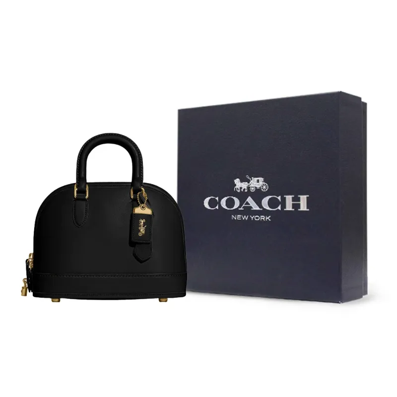 COACH Revel Glove Tanning Dome Bag Shoulder Bag Crossbody Bag Handbag Medium Size Women's Black-4