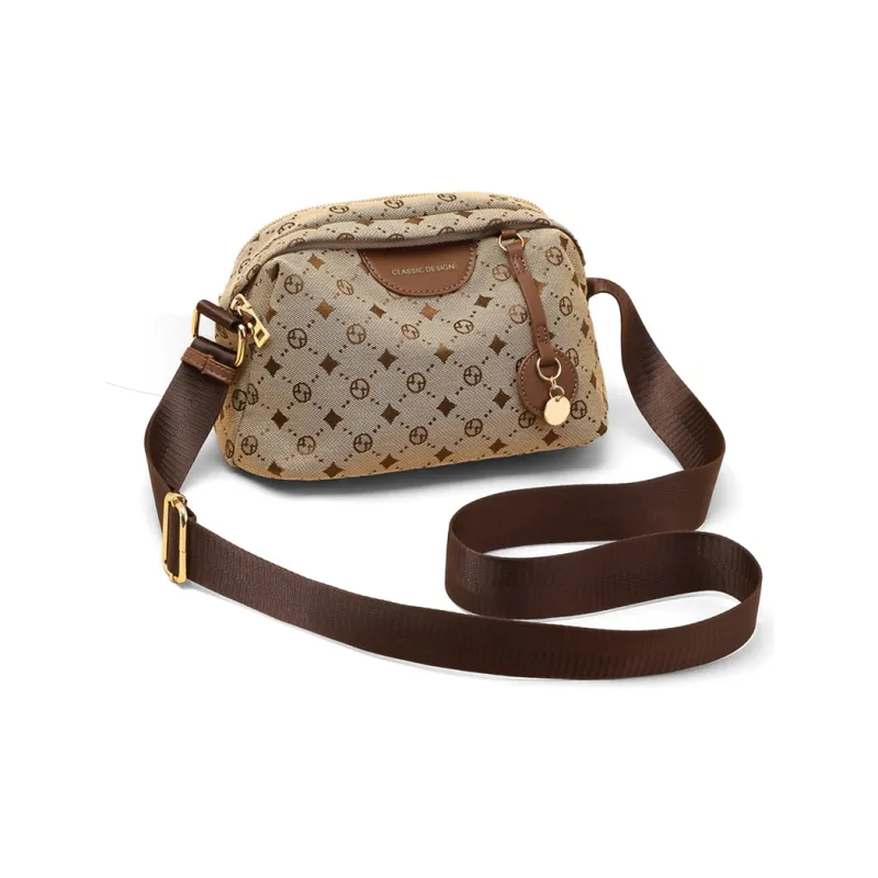 PT'SON Fabric Small Square Bag Shoulder Bag, Crossbody Bag Women's Coffee-4