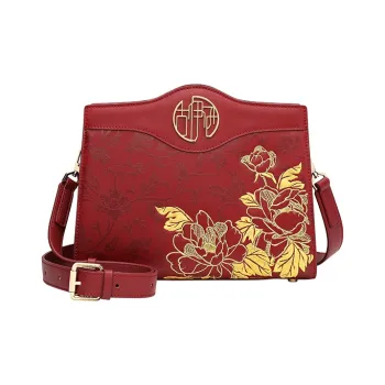 Ancient Yi Xi Cow Leather Cheongsam Shoulder Bag, Crossbody Bag Women's Rouge Red