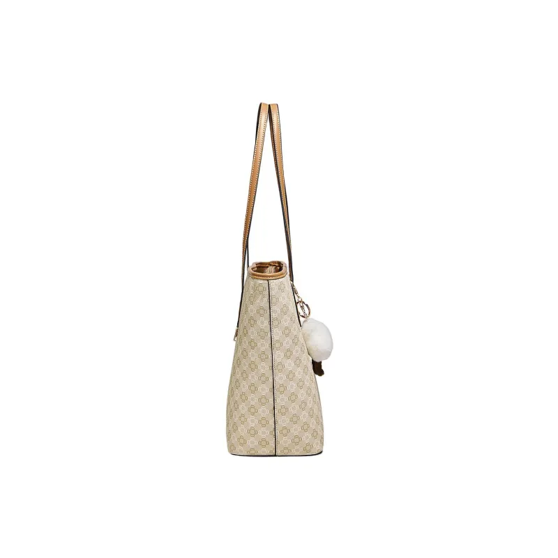 Marino Orlandi Synthetic Leather Handbag, Shoulder Bag Commute Students Cute Pendant Tote Large Size Women's Khaki-3