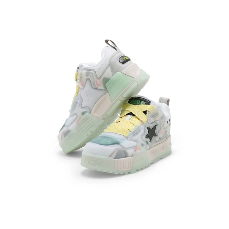 PAC MAN x STARTER Puffed Pixel Shoes Non slip Lightweight Low Top Skateboard Shoes Unisex White-4