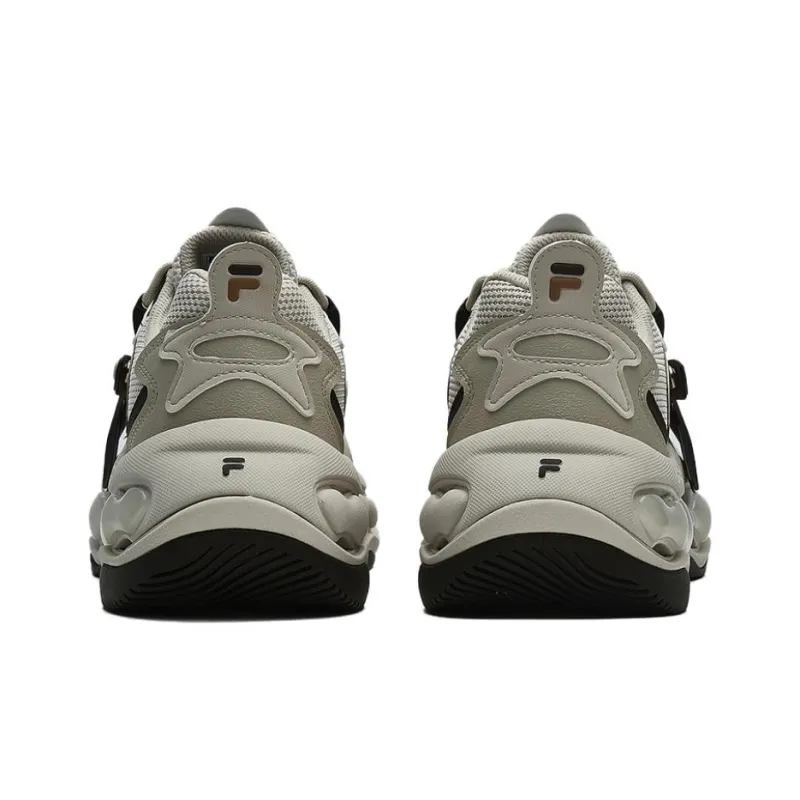 FILA Fusion Cushioning Anti Slip And Wear Resistant Height Increasing Low Top Casual Running Shoes Men's Beige Black-3