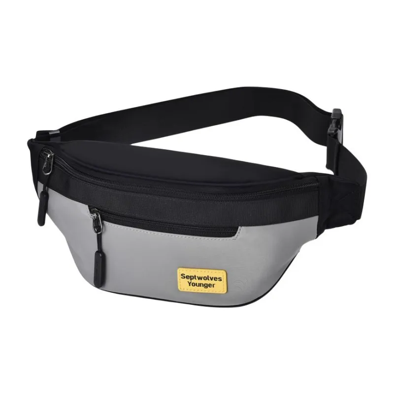 SEPTWOLVES Fabric Fanny Pack, Sling Bag, Shoulder Bag, Crossbody Bag Regular Men's Black With Yellow Logo-2