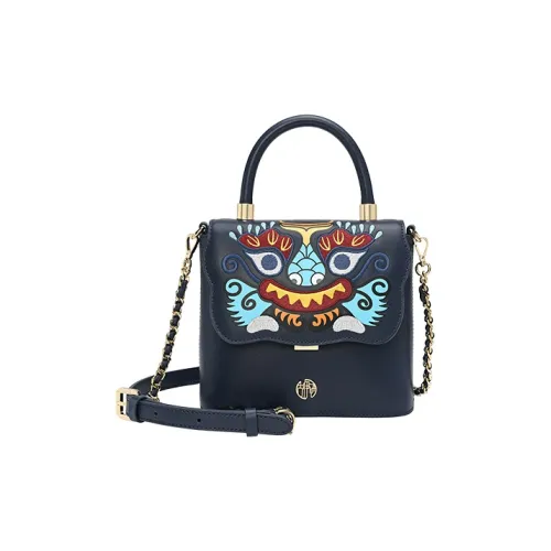 Ancient Yi Xi Cow Leather Niche Cheongsam Handbag Mom Crossbody Bag Small Size Women's Indigo