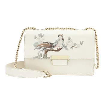 Ancient Yi Xi Cow Leather Chain Bag, Shoulder Bag Women's Tea Moon White