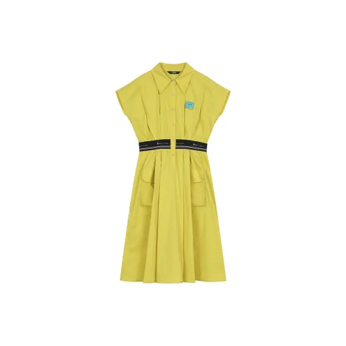 ELF SACK Sleeveless Dresses Women's Elegant Mustard Yellow