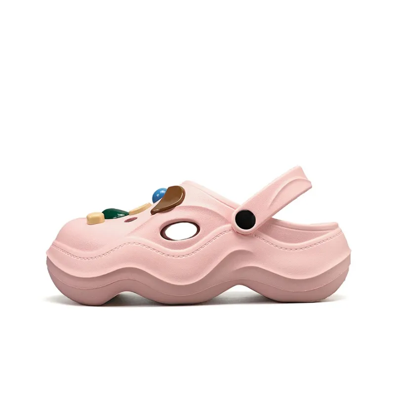 OUBT Wave Bottom Gemstone Decoration Closed Toe Clogs Women's-5