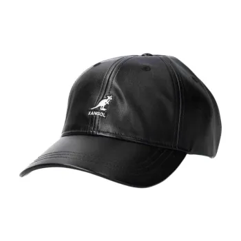 KANGOL Artificial Leather Baseball Caps Unisex Black/White