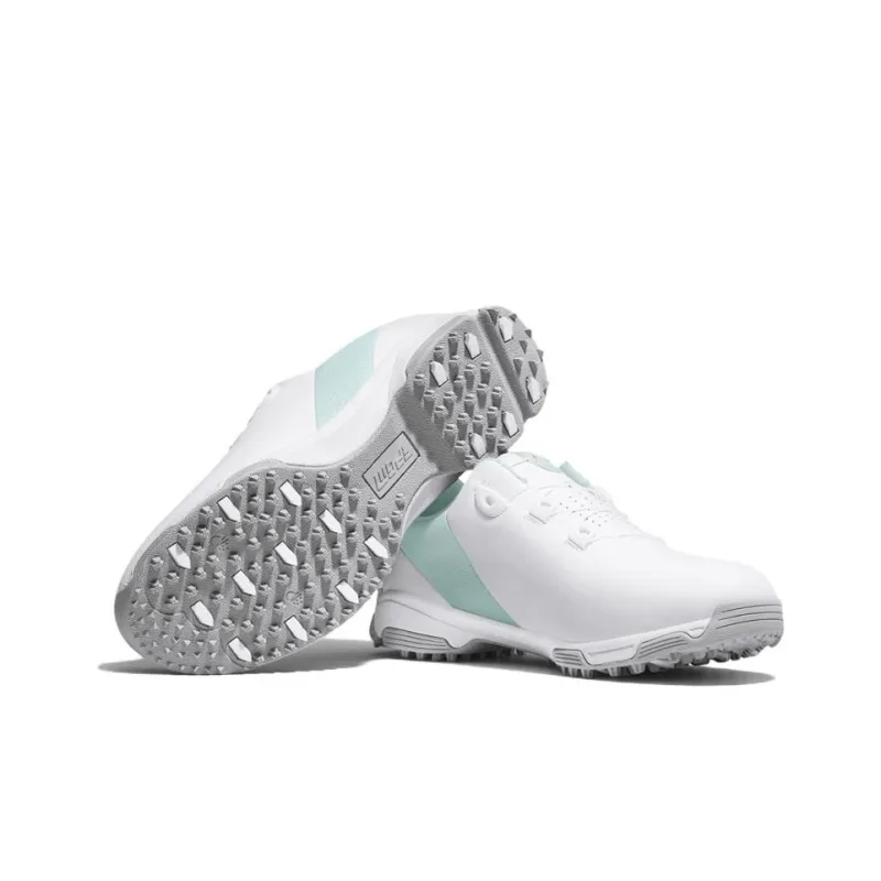 PGM Slip Resistant Water Resistant Low Top Golf Shoes Women's White Light Blue-4
