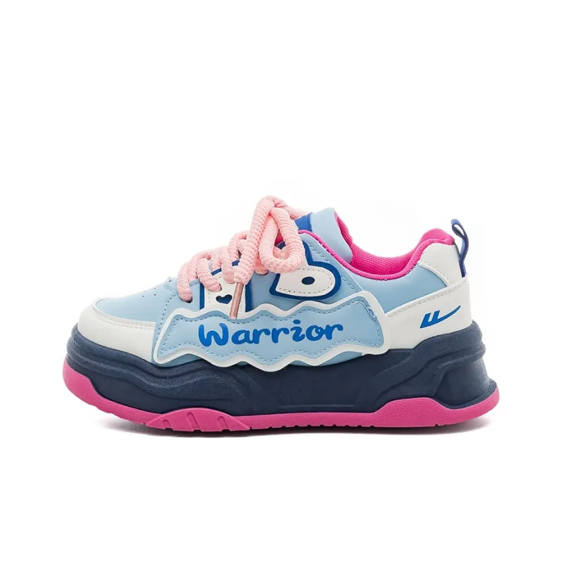 Warrior Warrior Wear Resistant Slip Resistant Low Top Skateboard Shoes Women's Blue Beige-0