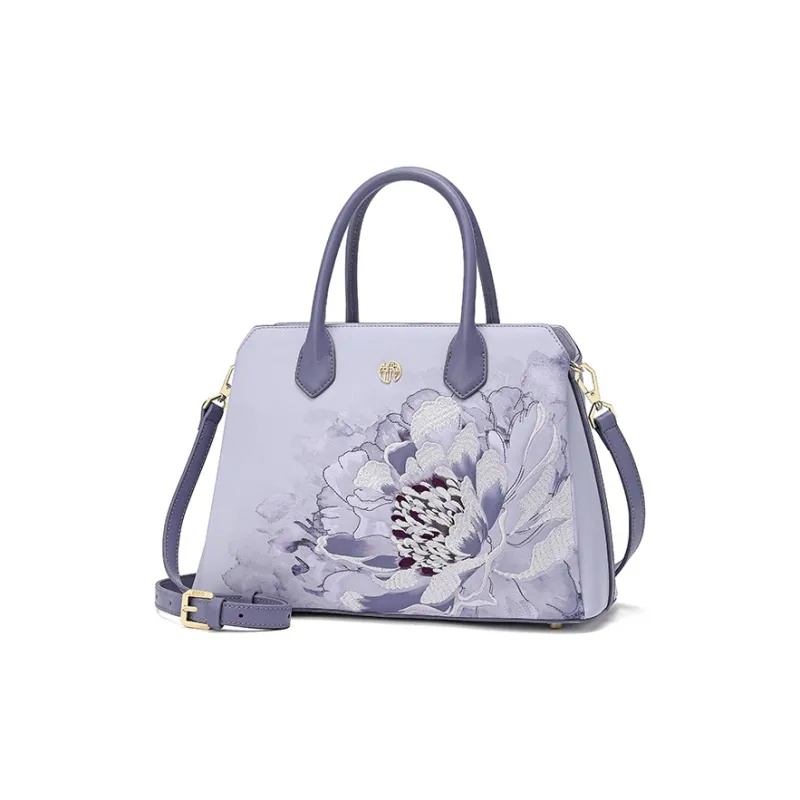 Ancient Yi Xi Cow Leather Shoulder Bag, Crossbody Bag, Handbag Women's Hyacinth Purple-1