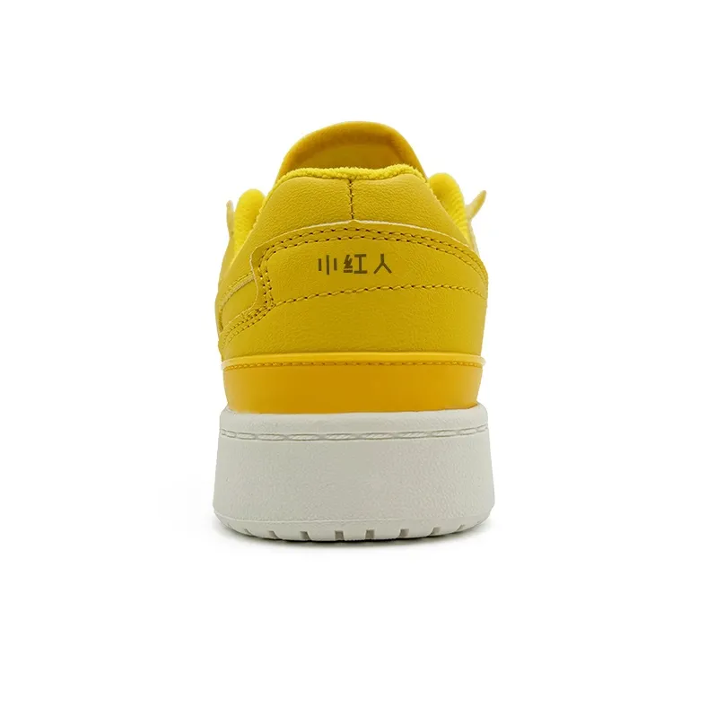 Little Red Man Skateboard Shoes Unisex Low Top Yellow/White Blue-3