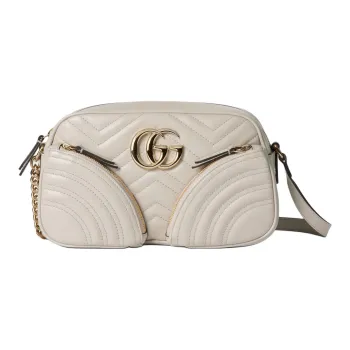 GUCCI GG Marmont Leather Crossbody Bag Shoulder Bag Women's Ivory White