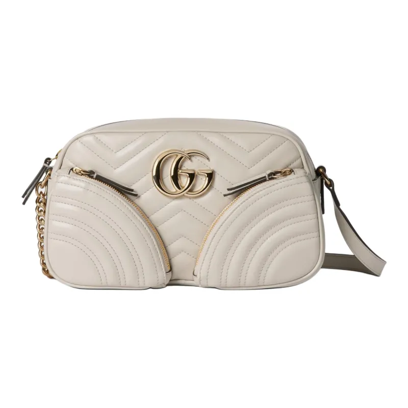 GUCCI GG Marmont Leather Crossbody Bag Shoulder Bag Women's Ivory White-0