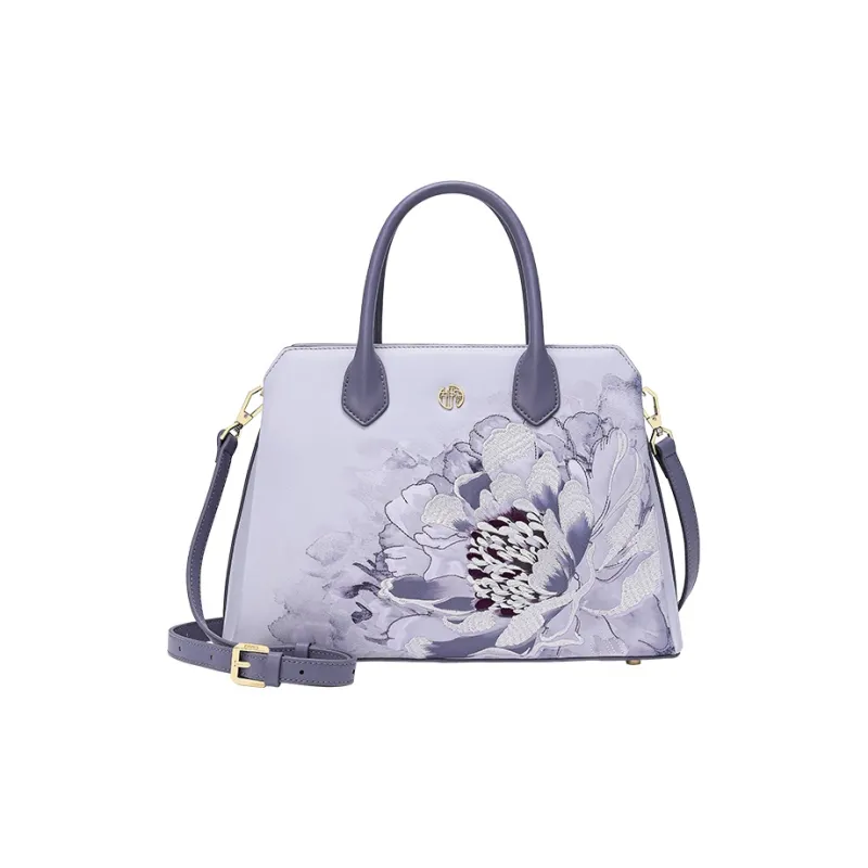 Ancient Yi Xi Cow Leather Shoulder Bag, Crossbody Bag, Handbag Women's Hyacinth Purple-0