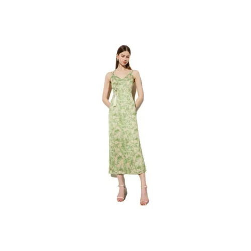 DPLAY Slip Dresses Women's Flourishing Flowers And Greenery