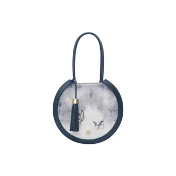 Ancient Yi Xi Cow Leather Niche Premium Handbag, Shoulder Bag Women's Distant Mountain Blue