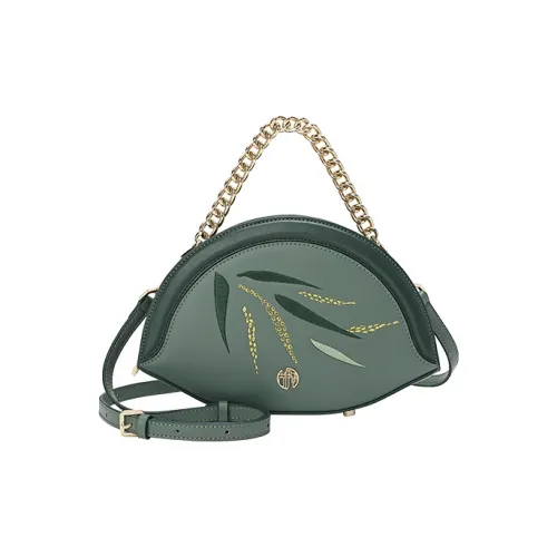 Ancient Yi Xi Cow Leather Embroidered Crossbody Bag Shoulder Bag Small Size Women's Spruce Green