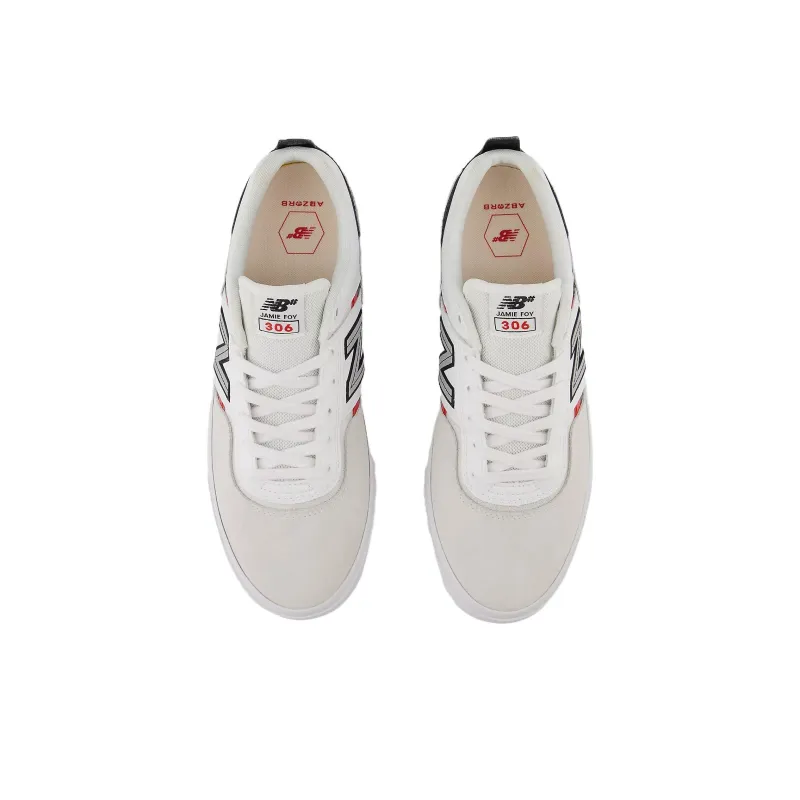New Balance Anti Slip Wear Resistant Low Top Skateboard Shoes Unisex White Red-3
