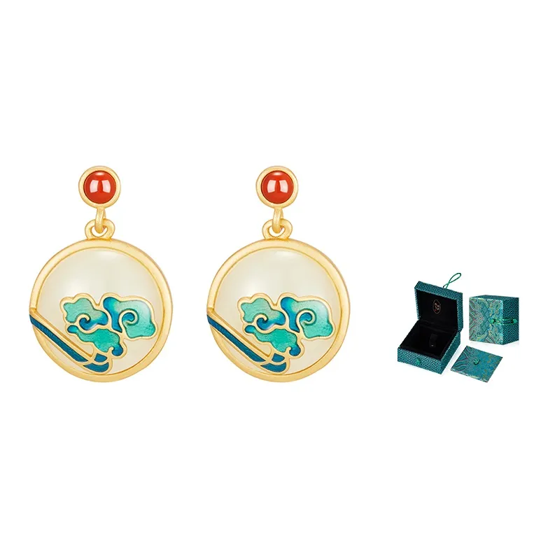 MAMADESHOUHU Hetian Jade Earrings Pale Greenish White Jade Women's-1
