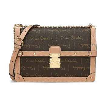 PIERRE CARDIN Pvc Fashion Classic Vintage Small Square Bag Shoulder Bag Regular Women's Brown