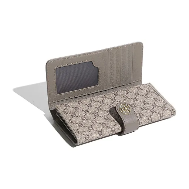 DOSRFINI PVC Multiple Card Slots Long Clutch Wallet Women's Apricot/Black Green/Brown-3