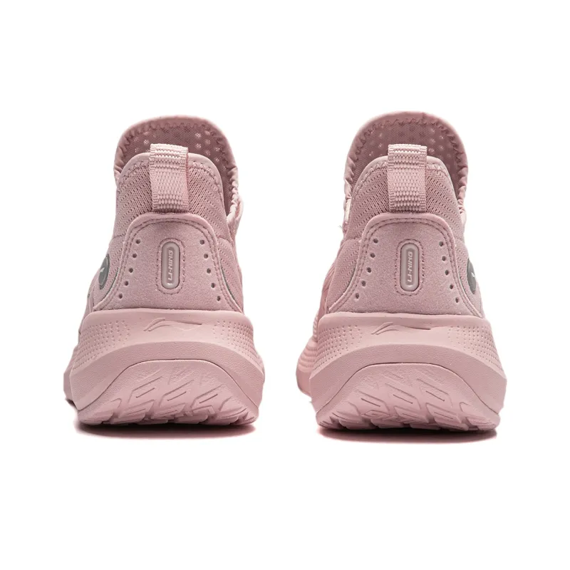 LiNing Anti Slip Wear Resistant Breathable Lightweight Low Top Casual Running Shoes Women's Pink Gray-5