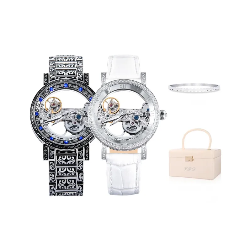 VRQ Faith Series Automatic Mechanical Movement Genuine Leather Strap Watch Unisex Cut-Out Dial-6